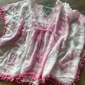 Melissa Odabash Pink and White Lace Blouse